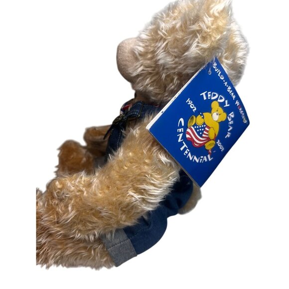 2002 Build-A-Bear Teddy Bear Centennial Collectible Plush Denim Overalls NEW - Picture 4 of 8